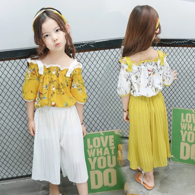 2 шт. шифоновый комплект одежды для девочек 90 130 см|fashion girl clothing|girls clothinggirls fashion clothing