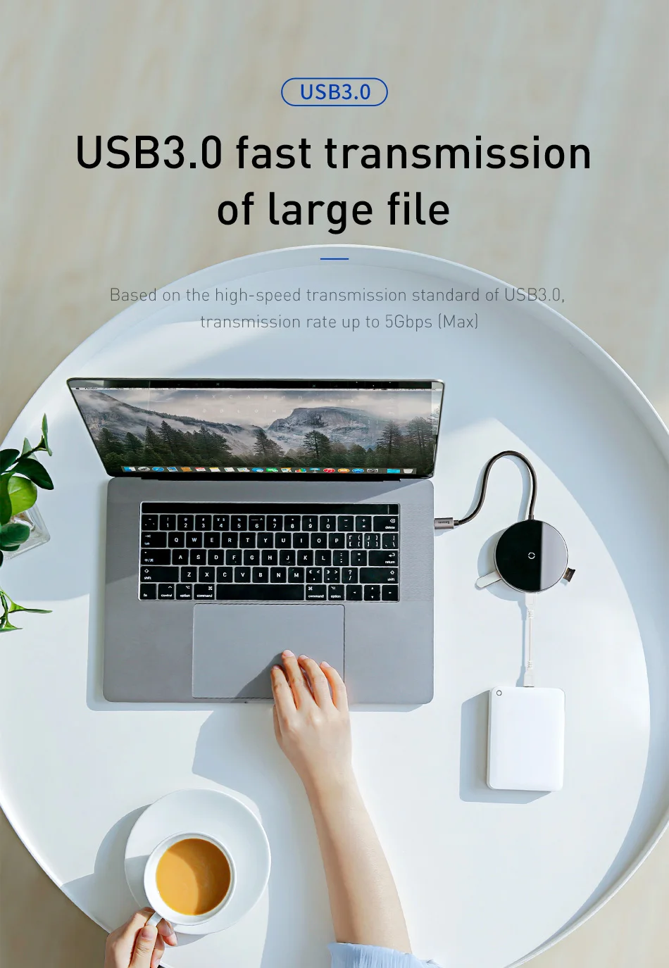 Baseus USB C концентратор USB 3,0 концентратор HDMI адаптер QI Беспроводное зарядное устройство USB разветвитель для MacBook Pro аксессуары 6 портов Тип USB-C концентратор