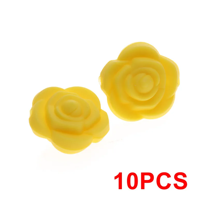 18 Yellow 10 шт Мини цветок жемчуг силиконовая Роза Прорезыватель бисера BPA бесплатно детский аксессуар для прорезывания зубов игрушки DIY новорожденных Жевательная соска клип цепи - Цвет: 18 Yellow