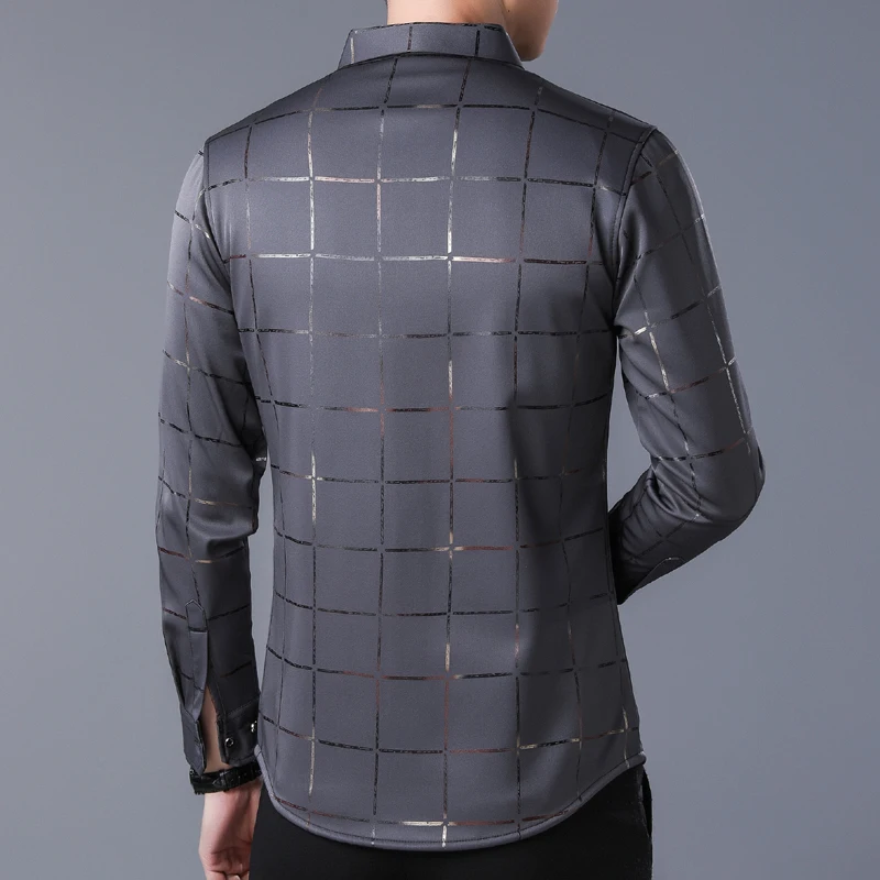 MIACAWOR Men's Plaid Long Sleeve Casual Dress Shirts Slim Fit C493 image 2