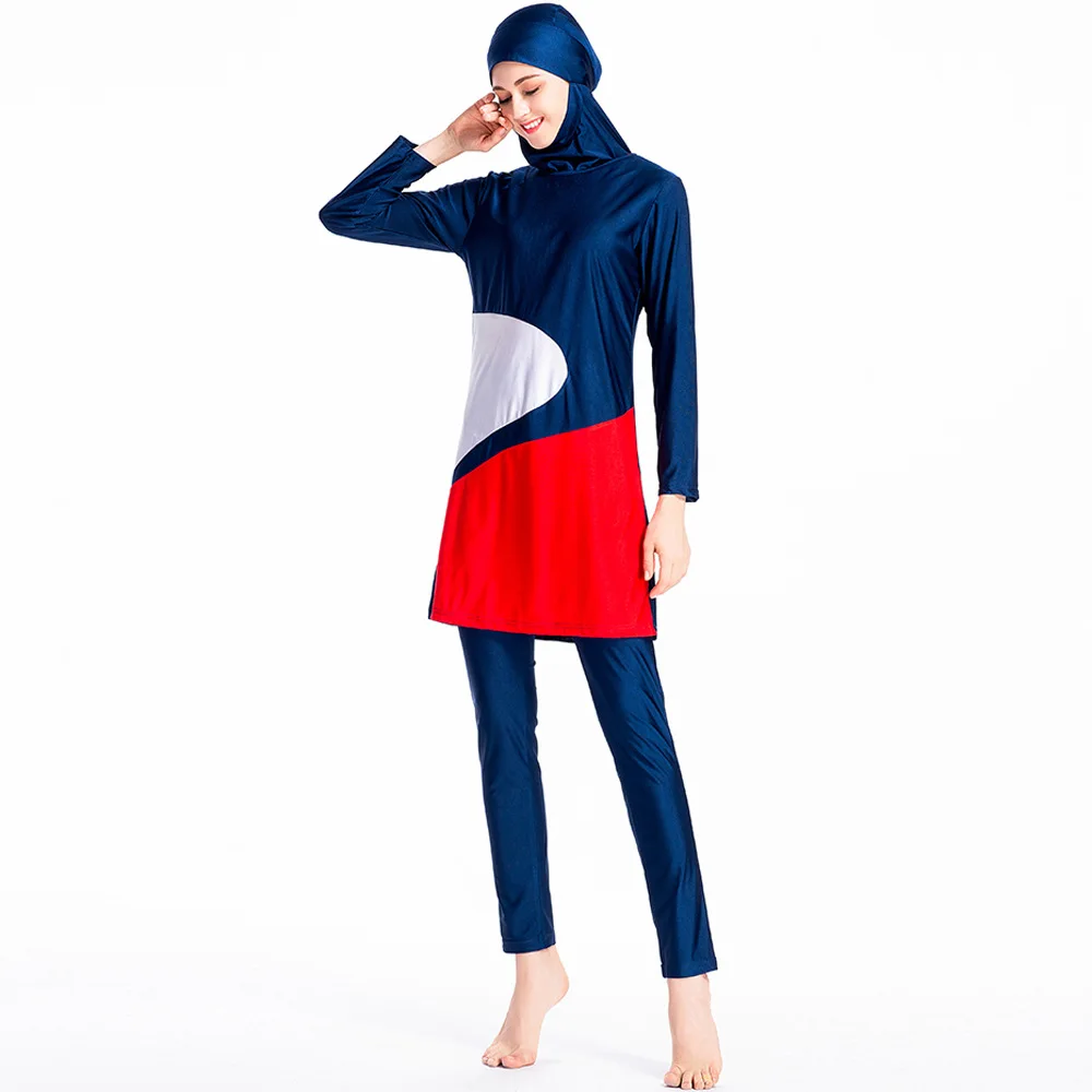 

2019 Women Arab Beach Wear Hijab Swimsuits Plus Size Burkinis Full Coverage Modest Muslim Swimwear Islamic Swimsuit For