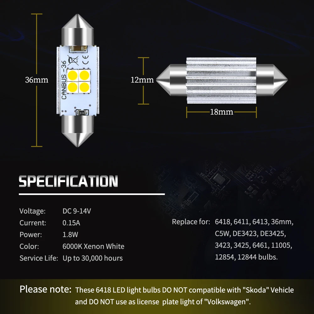 Canbus Led гирлянда 31 мм 36 41 C10W C5W 3030 SMD лампа светильник автомобильный купольный для VW