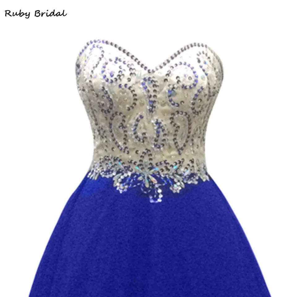 Ruby Bridal 2017 Vestidos De Fiesta длинное Королевское синее Тюлевое платье цвета шампанского с
