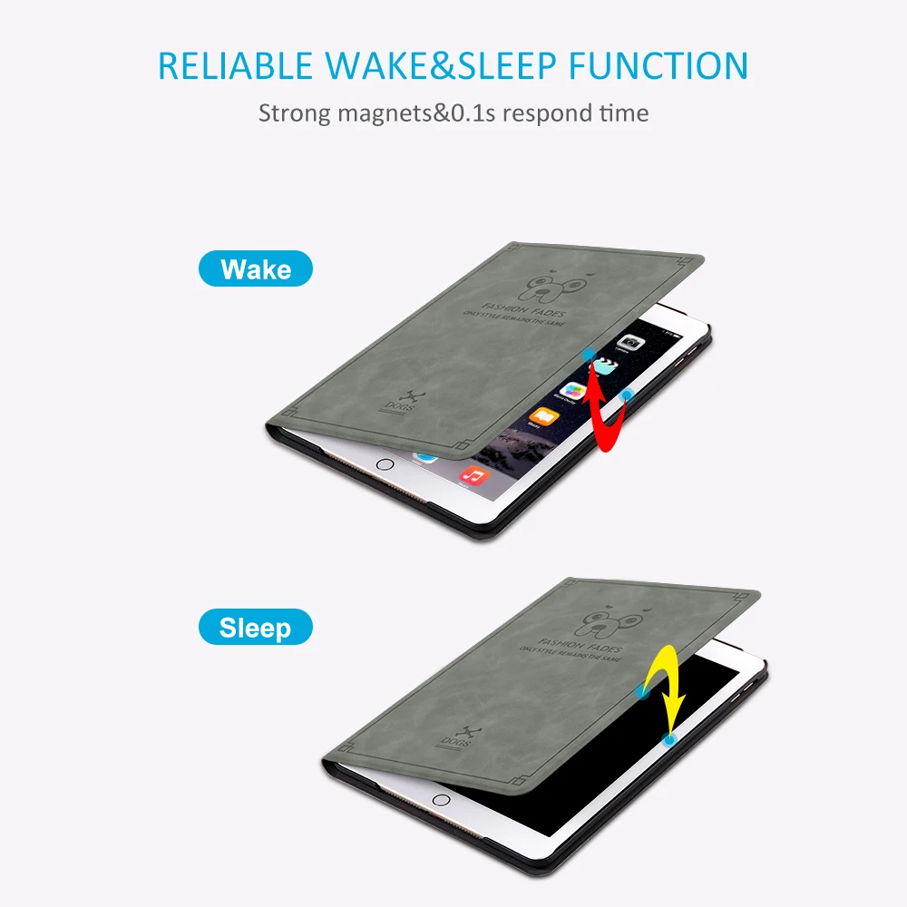 Voglove Suede PU Cover for iPad 2018 9.7 Shockproof Smart Case With Wake/Sleep Waterproof A1822 mini 4 7.9'' | Компьютеры и