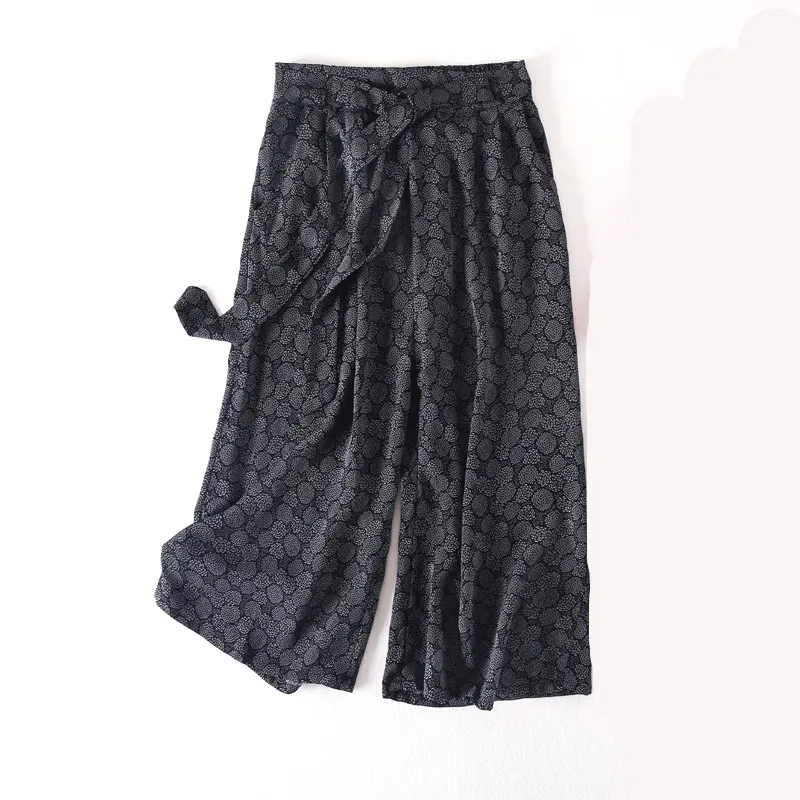 Винтажные женские летние весенние шелковые брюки свободные стильные рабочая