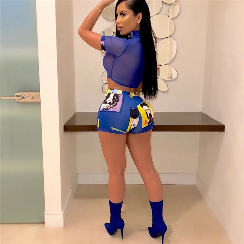 Комплект из двух предметов для женщин 2 Топ и шорты Bodycon наряды девочек Летний