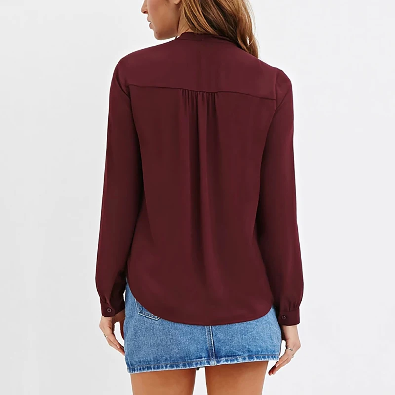 Женская элегантная шифоновая блузка с бантом сексуальный топ длинным рукавом и