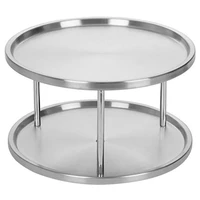 spice rack stainless steel organizer tray 360 degree turntable rotating 2 stand for dining table kitchen counters cabinets