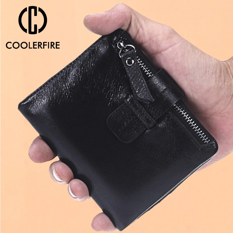 New Design Slim Purse Money Clip Fashion Men genuine leather Wallets with Coin Bag Zipper Small Purses PJ050 | Багаж и сумки