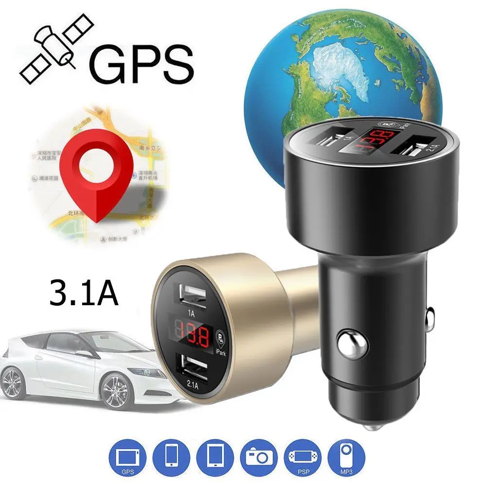 3.1A двойной USB зарядное устройство светодиодный вольтметр gps трекер локатор
