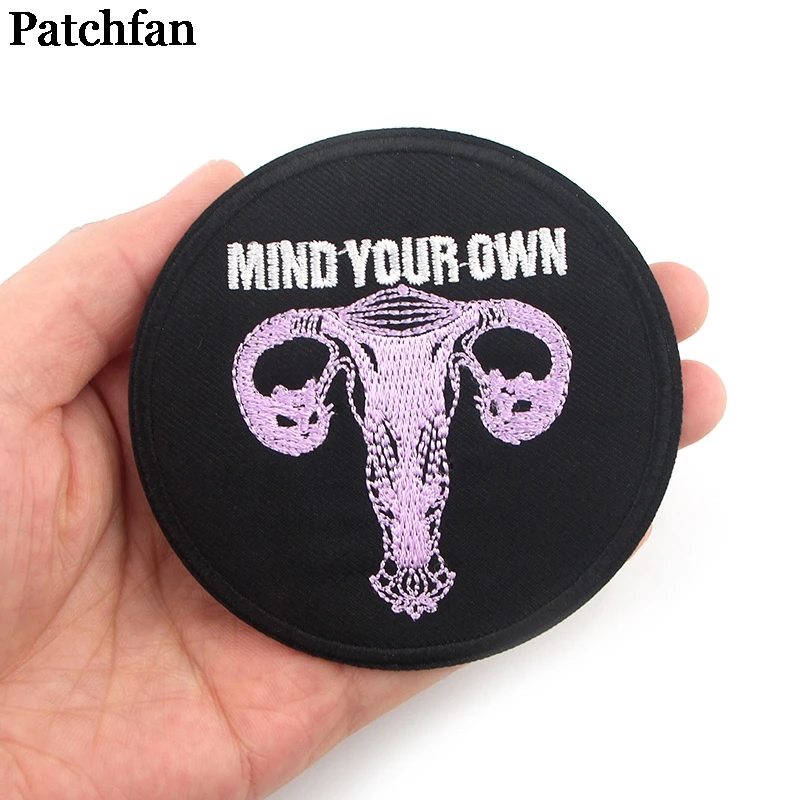 Patchfan Feminist uterus имейте в виду свой собственный DIY Вышивка для аппликации, шитья утюгом на одежде Рюкзак украшения наклейки значки A2229