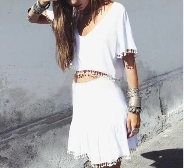 2015 coco channel 2 new summer women fashion European and American two-piece dresses v-neck short sleeves elegant HQ1127 | Женская