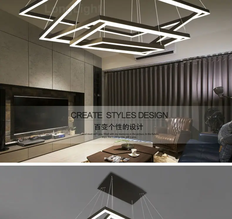 Квадратная Современная Led люстра освещение для дома Акриловая креативная de cristal