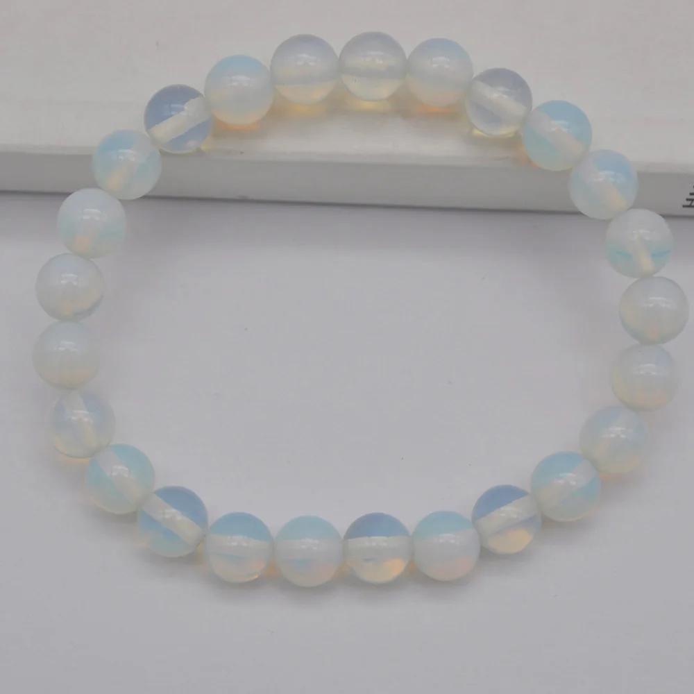 Opal 8 мм Howlite/Родонит/Песчаник/Сердолик/кристалл/Лабрадорит/тигровый глаз камень Бусины драгоценный камень браслет стрейч 8 дюймов ювелирные изделия - Окраска металла: Opal