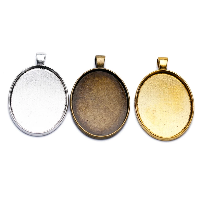 

5pcs Antique Retro Pendant Charms Base Settings Cabochon Cameo Tray Bezel Blank Fit 30*40mm Cabochons Cameo Jewelry Findings