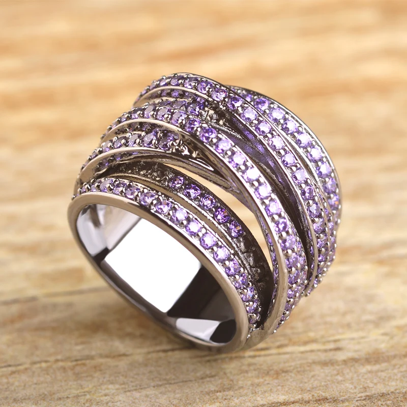 

Dazz Fashion Punk Style Full Micro Inlay Zircon Rings Gun Black Color Finger Jewelry For Women Men Party Ornament Accessories
