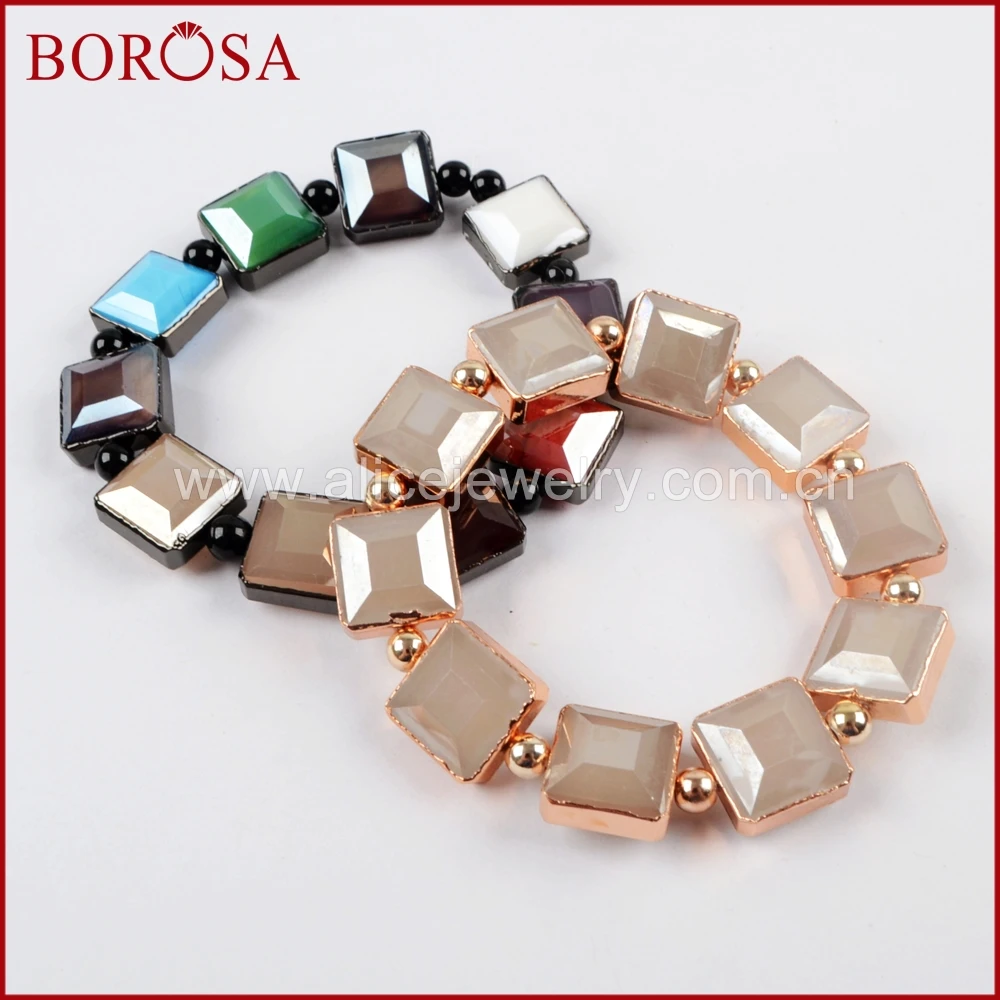BOROSA 5 шт. натуральные многоцветные ограненные камни квадратный/подвеска