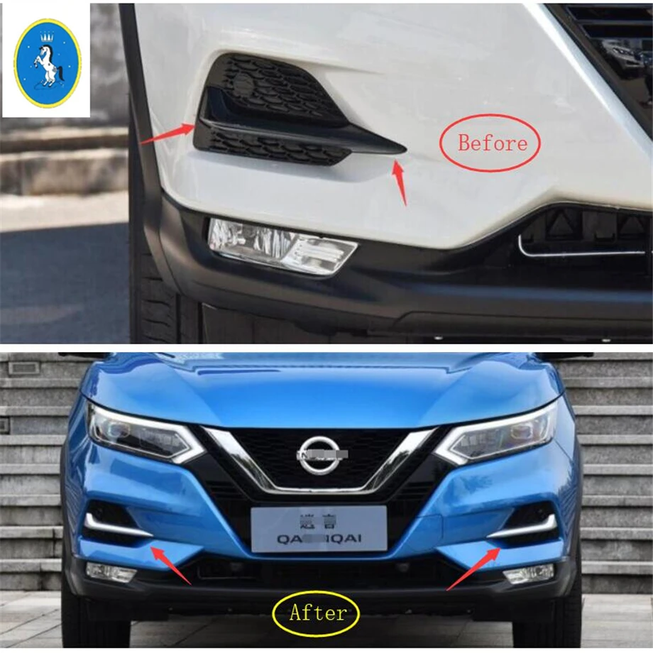 Yimaautotrims передние противотуманные фары лампа век бровей Крышка Накладка для Nissan Qashqai J11 ABS хром/углеродное волокно вид