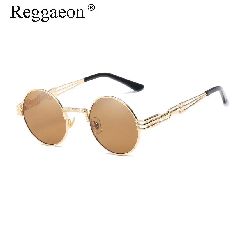 

luxury 2020 High Quality Gothic Steampunk Round Sunglasses Men UV400 Women Metal WrapEyeglasses Shades Brand Designer Retro