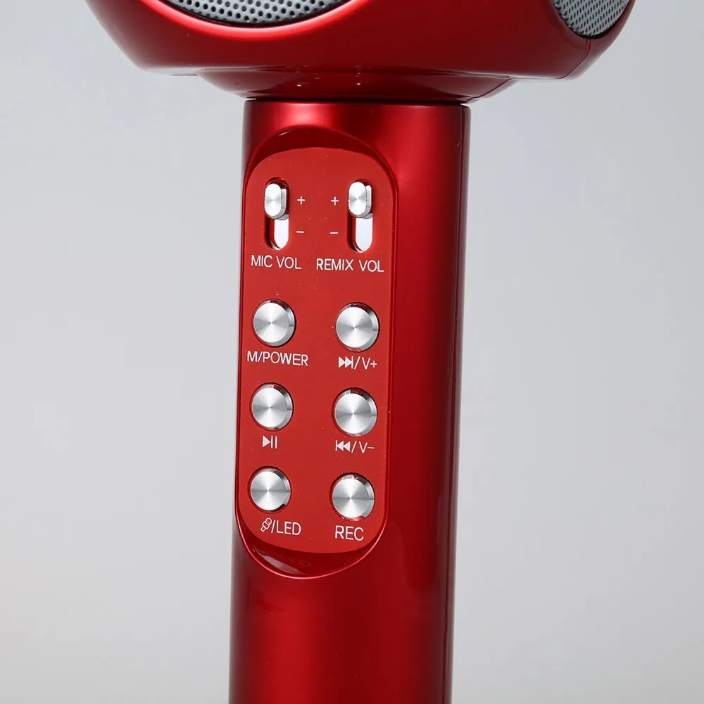 Ручной микрофон WS1816 беспроводной Bluetooth KTV для караоке USB светодиодный светильник
