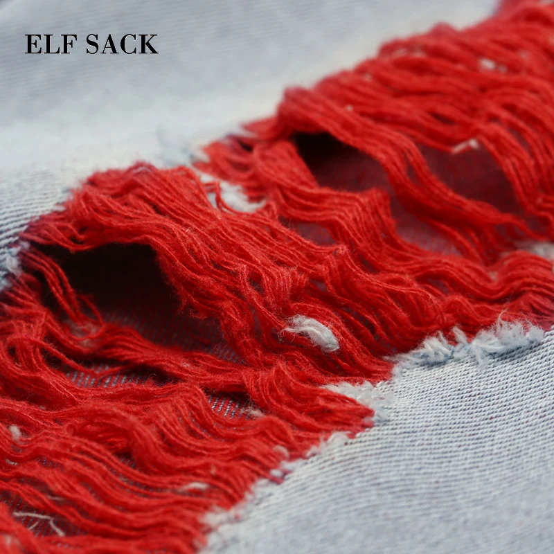 ELFSACK весна новинка женские джинсы хлопок средняя талия полная длина штаны Harajuku