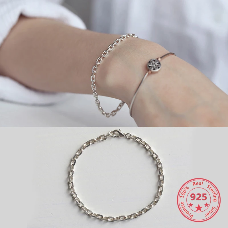 

Korea New Style 925 Sterling Silver Bracelet for Women Simple Fashion Chic Cross Chain Bracelet Jewelry