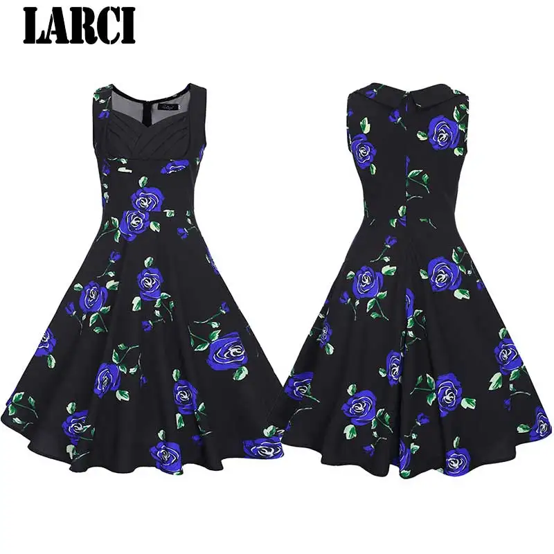 LARCI Винтажное платье 2018 новые летние с круглым вырезом без рукавов vestidos Для