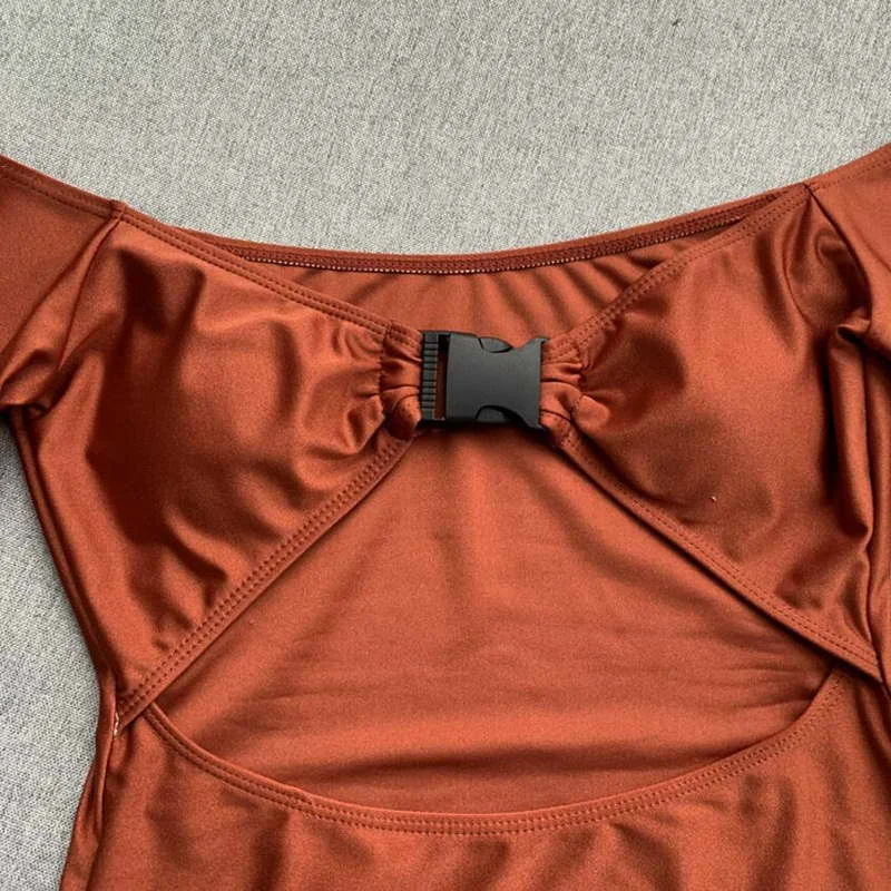 Женский цельный купальник eBay однотонный с вырезом и пряжкой 2019 | Спорт