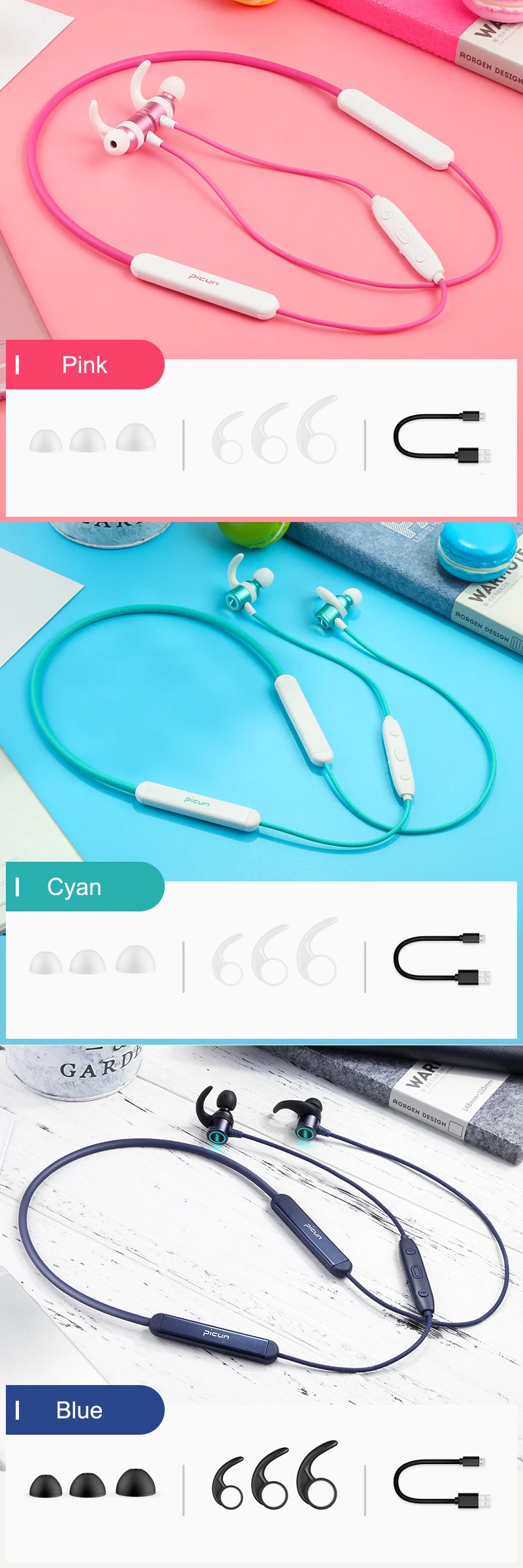 Новинка Picun H26 Спортивные Bluetooth 4,1 наушники беспроводные стерео музыкальные наушники 7 цветов Светящиеся с микрофоном для iphone 6s 7 Xiaomi huawei