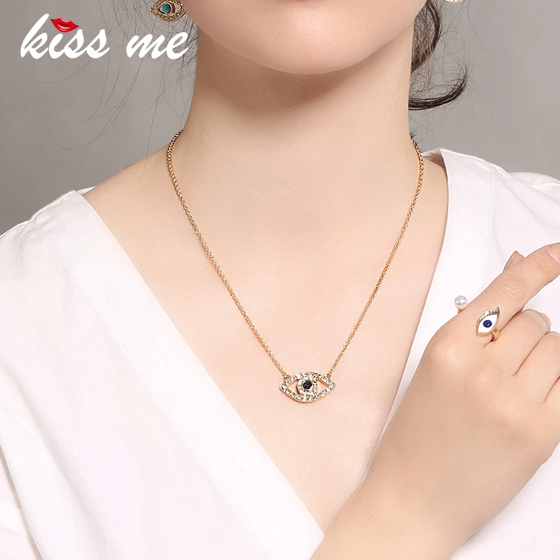 Женское ожерелье с подвеской в виде кристаллов KISS ME Золотистое Ожерелье из