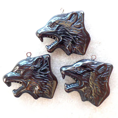 (3 шт./лот) оптовая продажа Подвеска из натуральной резной гематитовой головы