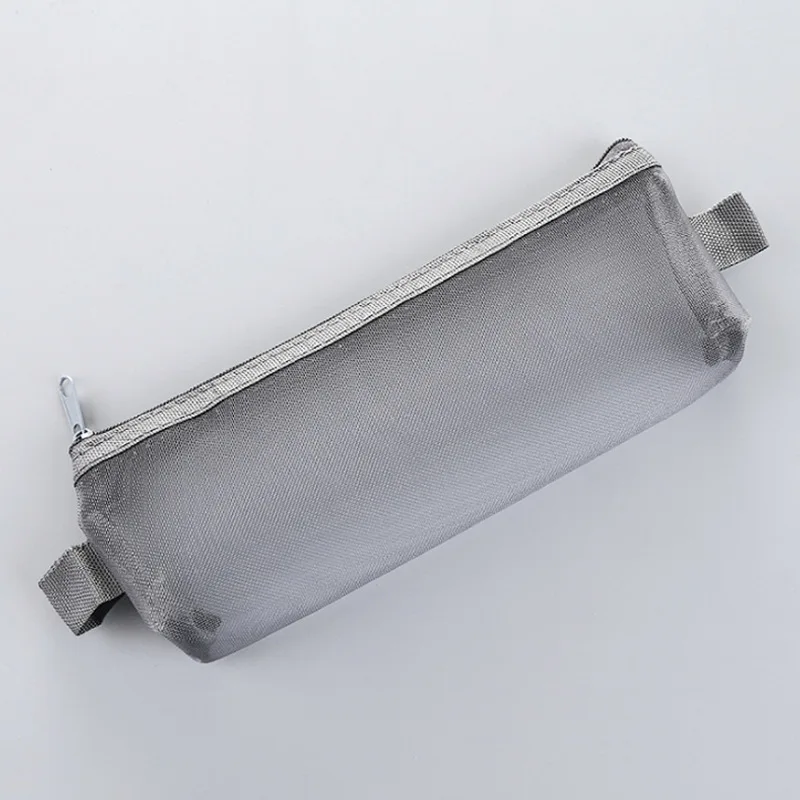 Gray (small) 1 шт. креативная простота сплошной цвет черный белый серый молния прозрачный сетчатый пенал школьные принадлежности канцелярские принадлежности - Цвет: Gray (small)