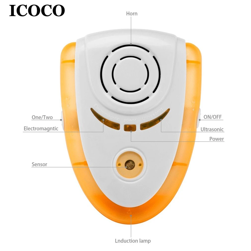 ICOCO Новинка Электрический ультразвуковой отпугиватель мышей Ночной свет ловушка