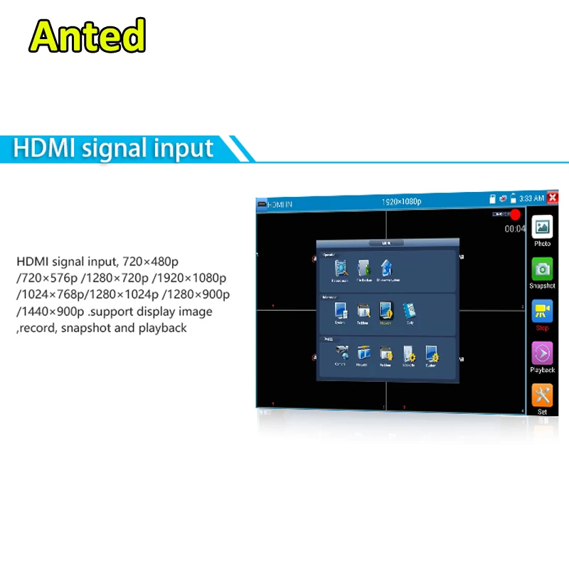 7-дюймовый портативный IPC AHD TVI CVI CVBS аналоговая камера для видеонаблюдения