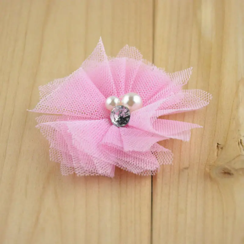 500 шт./лот 18 цветов 2 &quotМиниатюрные тюлевые сетчатые цветы со стразами и жемчугом