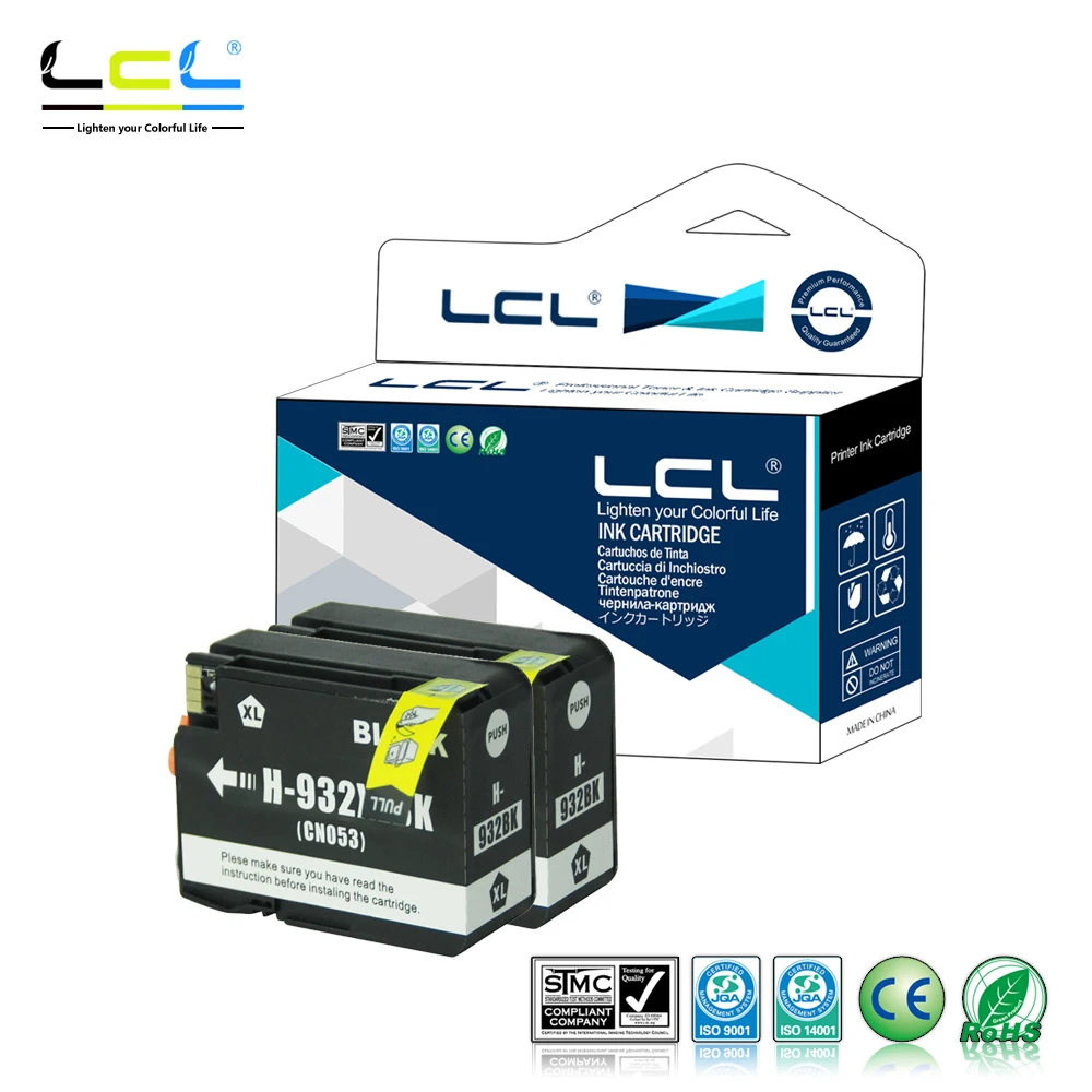

LCL 932XL 932 XL (2-Pack Black) Ink Cartridge Compatible for HP Officejet 6100/6600/6700/7110/7610/7612/7510/7512