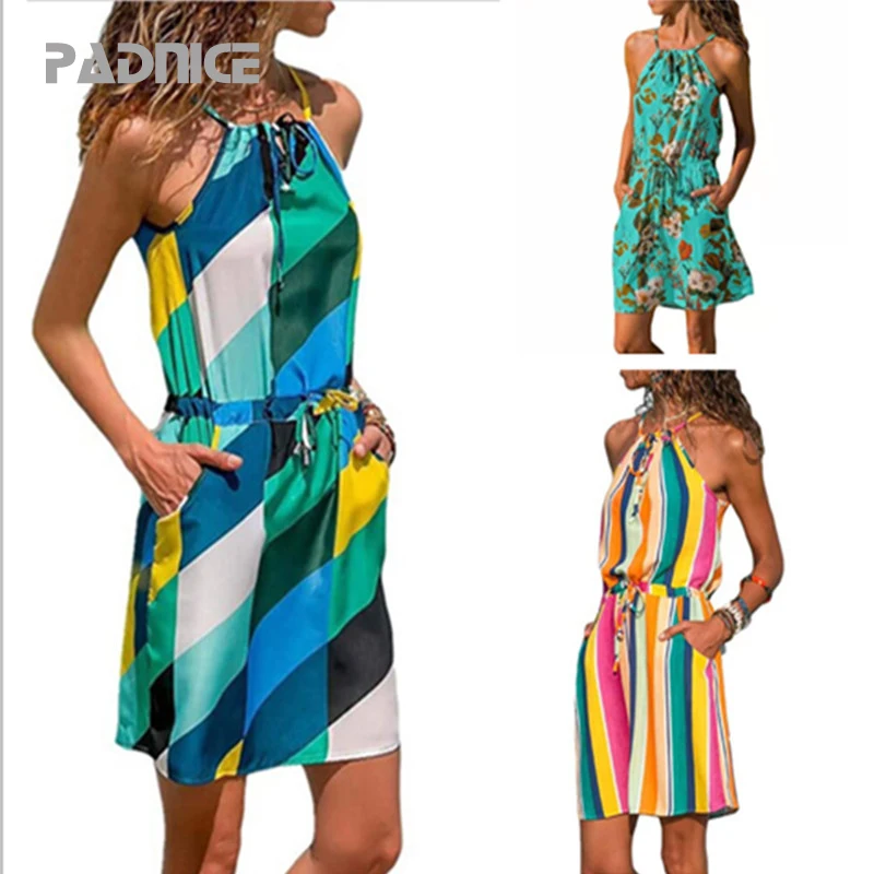 

Летнее пляжное платье, простое модное женское платье, повседневное тонкое платье с цветочным принтом, шифоновое платье с цветным эффектом, ...