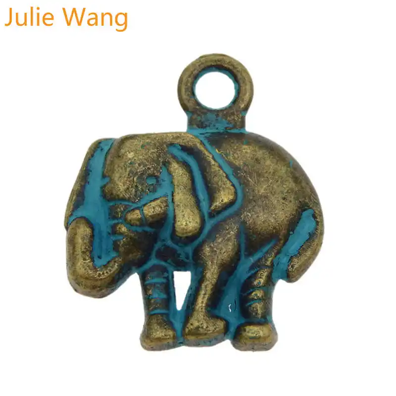 Julie Wang 4 шт украшения в виде слонов Животных различной формы Античный Зеленый
