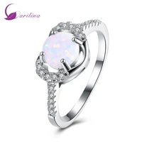 elegant heart ring white opal ring fashion cz wedding jewelry silver color engagement promise rings r2085
