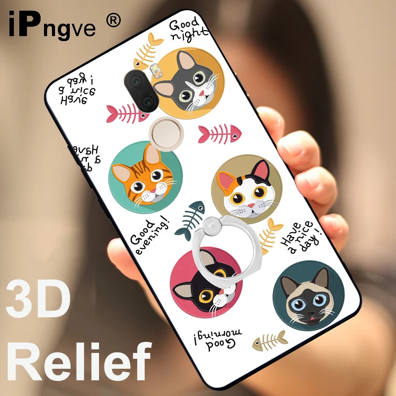 Ipngve для Mi 5S Plus 3D рельефная печать TPU + PC Жесткий Чехол Для Сяо mi плюс с кольцом