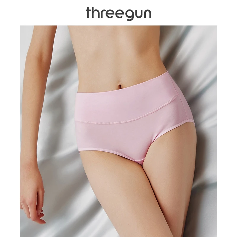 THREEGUN 2 шт. женские хлопковые трусики с высокой талией Длинные трусы Стрейчевые