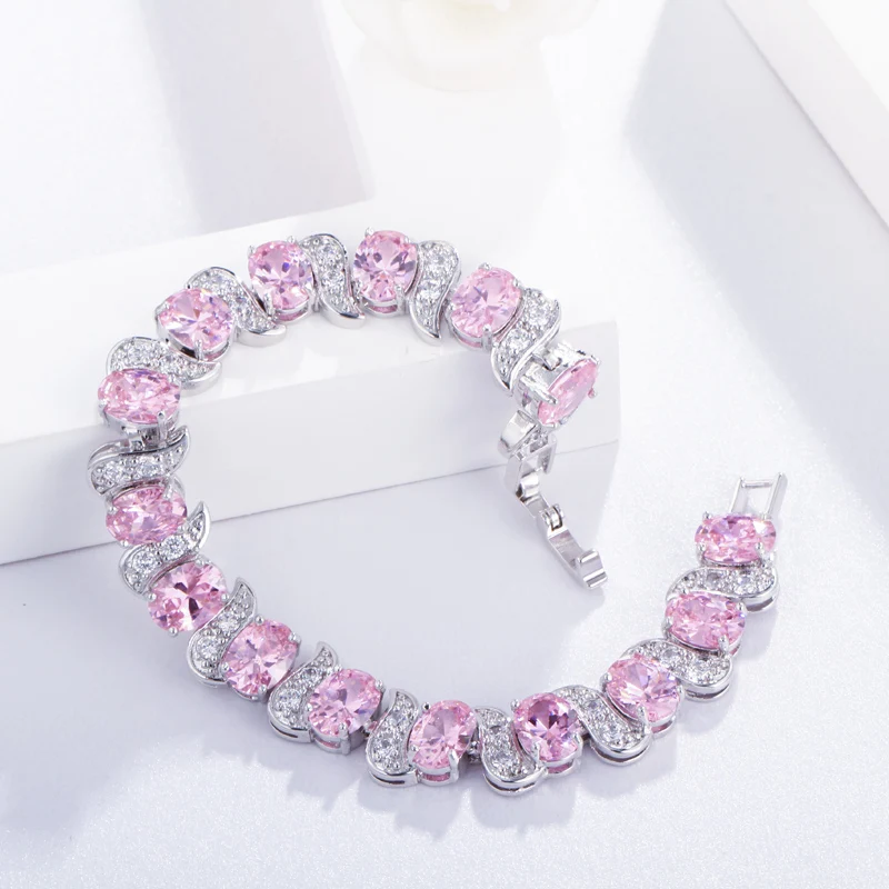 BeaQueen Shining Oval Round Cubic Zirconia Paved Crystal Charm Bracelets for Women Wedding Party Jewelry Accessories B010 | Украшения и