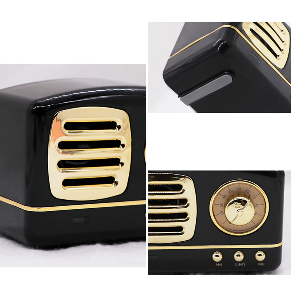 Портативная Hi Fi стерео Bluetooth колонка из сплава в ретро стиле звуковой короб FM