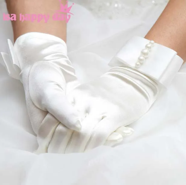 Свадебные перчатки с кружевом короткие элегантные свадебные до запястья