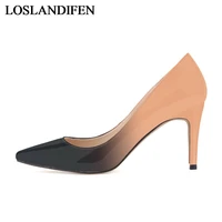 beautiful elegant women pointed toe 8cm thin high heel pump ol shoes women black red white pumps gradient color shoes nlk a0162
