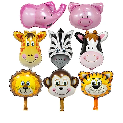 10pcs mixed Lucky 10 шт./партия Мини воздушные шарики в виде животных день рождения Лев Обезьяна Зебра олень корова голова животного воздушный шар фермы очередей поставки игрушки - Цвет: 10pcs mixed