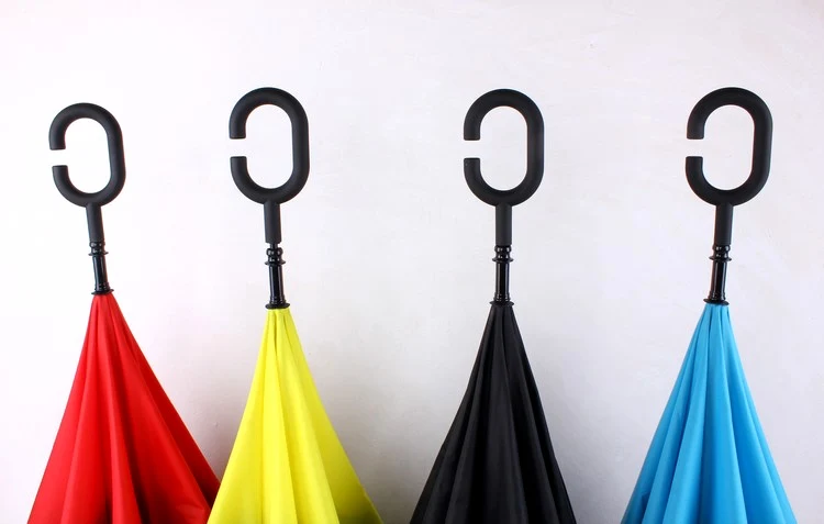 Креативные перевернутые зонты двухслойный зонтик с ручкой C или J-образная ручка