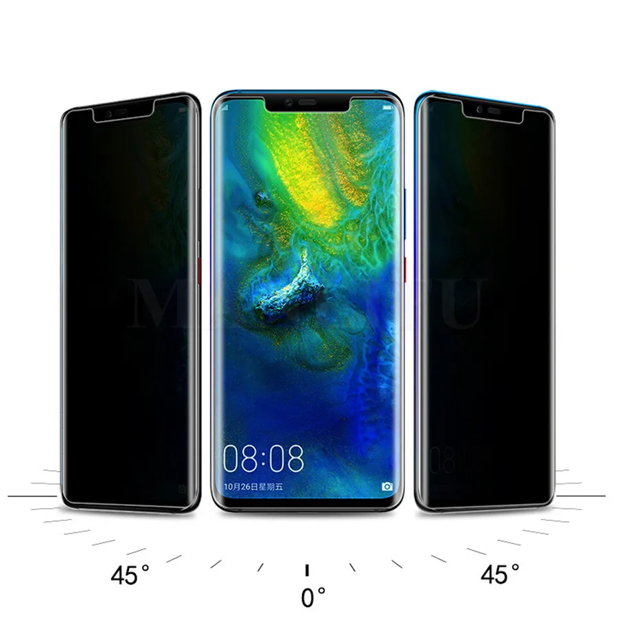 MANLIFU Case Friendly Anti Spy Glass For Huawei Mate 20 Pro Privacy 3D Curved Full Cover Screen Protector Tempered Glass