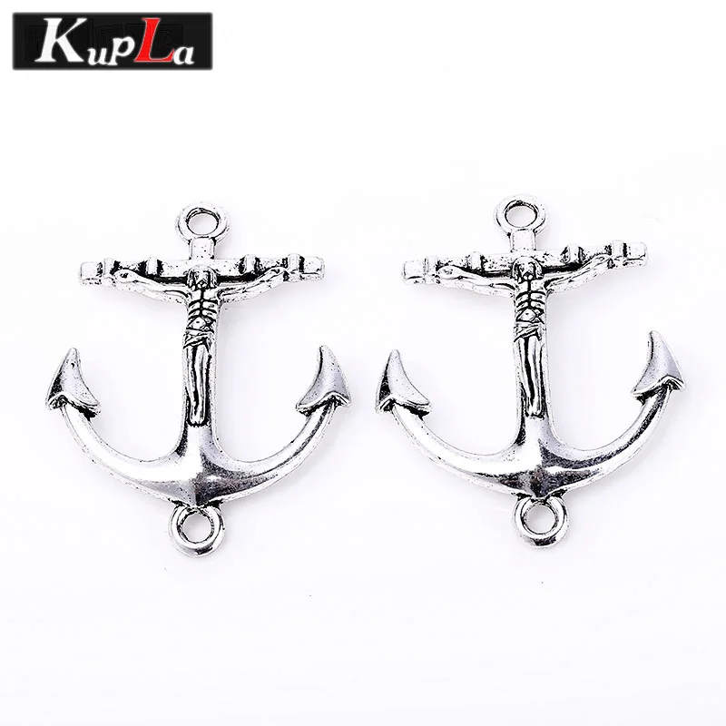 Kupla винтажные шармы с серебристым металлическим якорем Иисуса аксессуары DIY