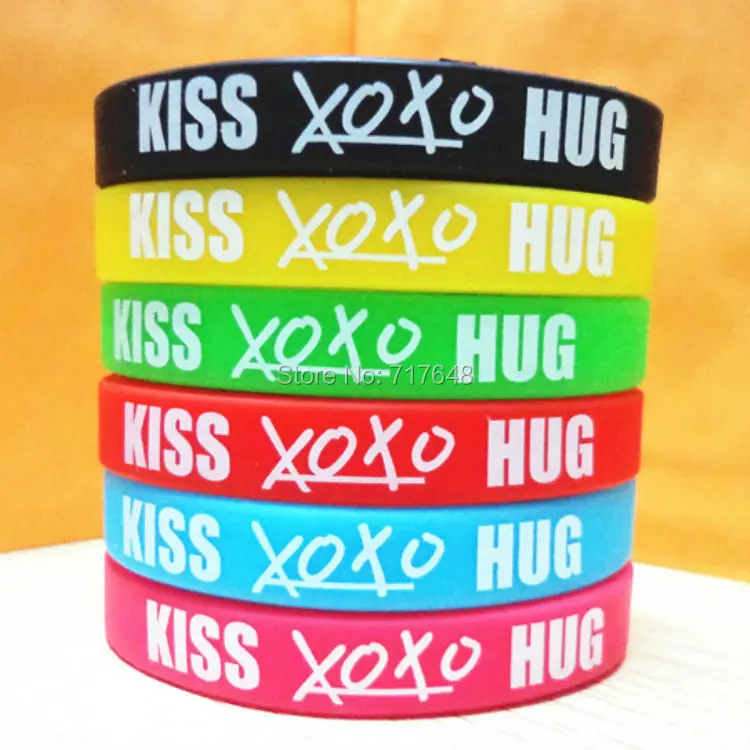 100 шт EXO WOLF KISS XOXO HUG браслеты силиконовые Бесплатная доставка по ePacket|silicone wristband|a